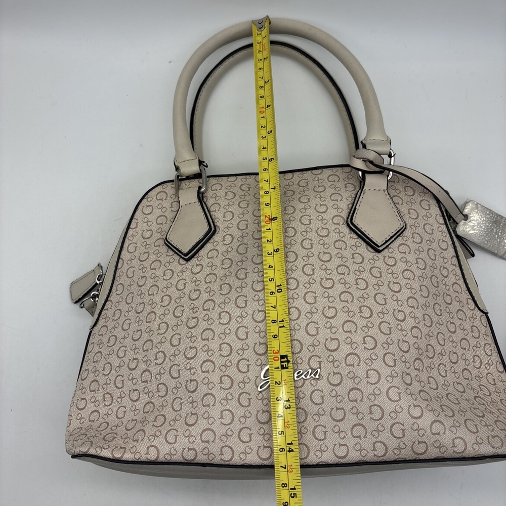 GUESS Logo Satchel Top Handle Bag Zip Closure Detachable Strap - Picture 6 of 16